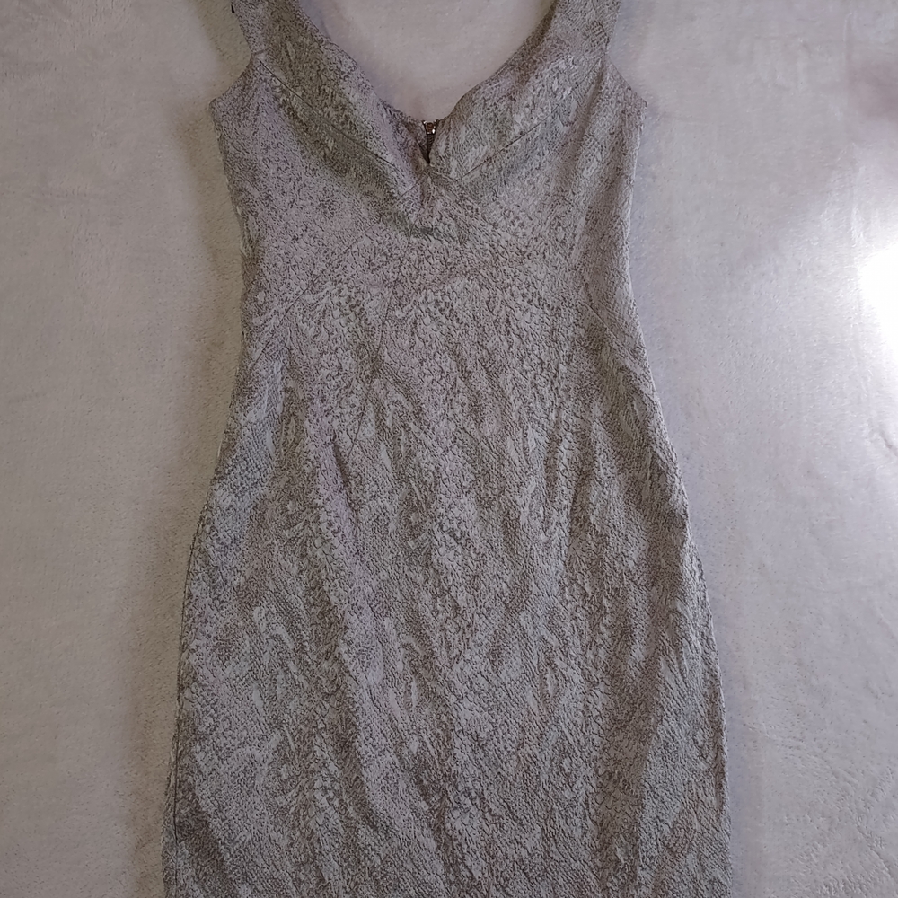 Black Halo Silver Textured Mini Dress